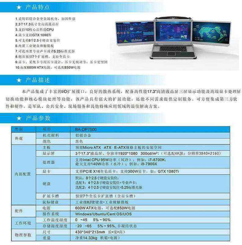 廣電軍工交通安防便攜式17.3寸三屏折疊一體機(jī)工業(yè)級(jí)加固工控電腦 - 產(chǎn)品展示